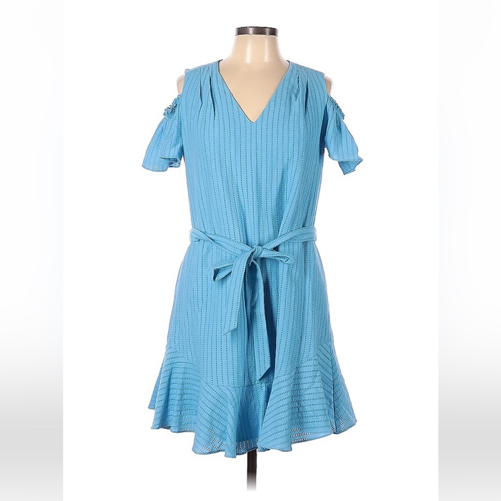 Shoshanna Cold Shoulder Anthropologie Blue Flounce Dress